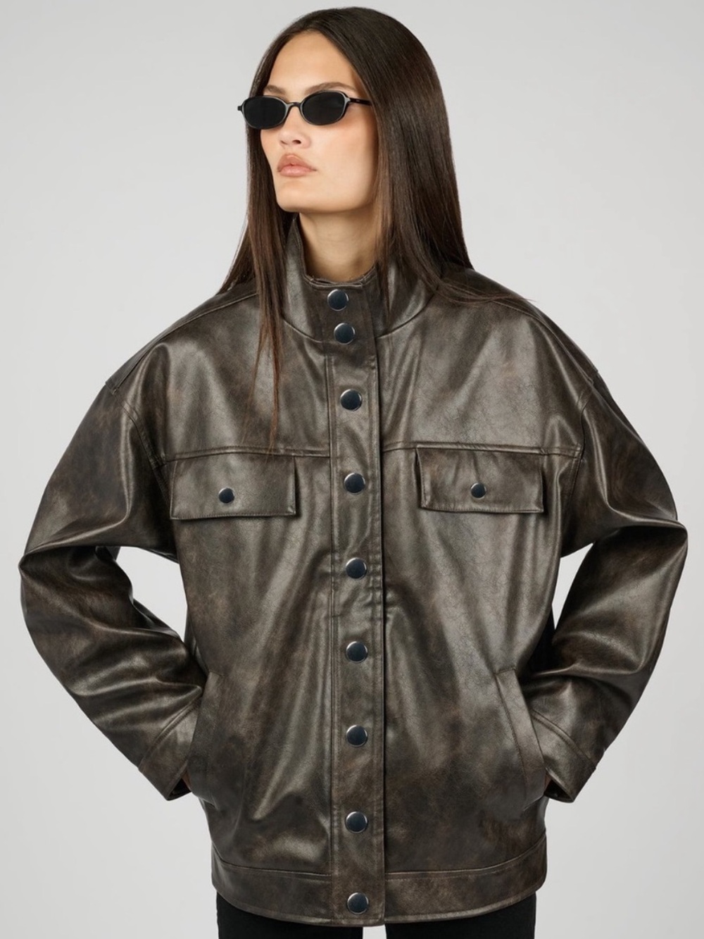WeWoreWhat 90's Leather Jacket | Dark Brown, Size small